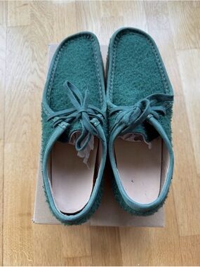 Clarks Originals Green Wool Aime Leon Dore Wallabees